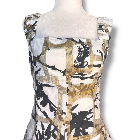 Adolfo Dominguez Abstract Print Sleeveless Dress Black Size 38 US 6 Fit & Flare - Picture 2 of 13